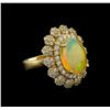 Image 1 : 4.68 ctw Opal and Diamond Ring - 14KT Yellow Gold