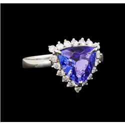 14KT White Gold 3.30 ctw Tanzanite and Diamond Ring