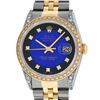 Rolex Mens 2 Tone 14K Blue Vignete Diamond Lugs Datejust Wristwatch