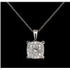 1.40 ctw Diamond Pendant With Chain - 18KT White Gold
