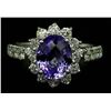2.12 ctw Tanzanite and Diamond Ring - 14KT White Gold