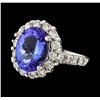 4.13 ctw Tanzanite and Diamond Ring - 14KT White Gold