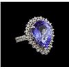 9.24 ctw Tanzanite and Diamond Ring - 14KT White Gold