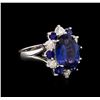4.70 ctw Tanzanite, Sapphire and Diamond Ring - 14KT White Gold