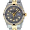Rolex Mens 2 Tone 14K Slate Grey Diamond & Sapphire Datejust Wristwatch