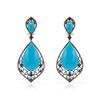 Image 1 : 14k Yellow Gold  32.83CTW Turquoise and Sapphire and Brown Diamonds Earrings