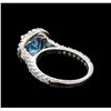 Image 3 : 3.16 ctw Blue Zircon and Diamond Ring - 14KT White Gold