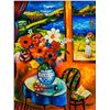 Image 2 : Oleg Nikulov- Original Giclee on Canvas "Flower Vase with Countryside View"