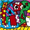 Image 2 : Romero Britto "Happy Mini Word" Hand Signed Giclee on Canvas; Authenticated