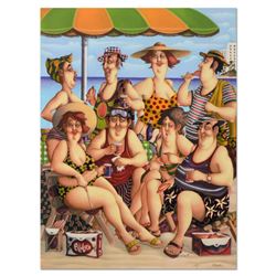 Carlos Ferreyra, "At the Beach" Limited Edition Serigraph on Clay-Board, Numbered and Hand Signed wi