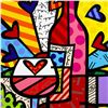 Image 2 : Romero Britto "Food & Wine" Hand Signed Limited Edition Giclee on Canvas; COA