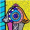 Image 2 : Romero Britto "Hamsa Yellow Down" Hand Signed Giclee on Canvas; Authenticated