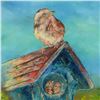 Image 2 : Kimiko Okerson, "Song Sparrow" Original Oil Painting on Canvas, Hand Signed with Certificate of Auth