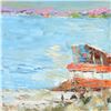 Image 2 : Elliot Fallas, "Cliffside Beach House" Original Oil Painting on Gallery Wrapped Canvas, Hand Signed 