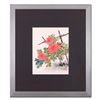 Image 1 : Caroline Young, "Floral III" Framed Original Gouache Painting on Mother of Pearl Paper, Hand Signed 