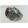 Image 2 : HUGE STERLING SILVER RING WITH DEEP ORANGE STONE