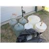 Image 1 : LOT OF WINE MAKING ITEMS (4 X GLASS JUGS, CORKER, ETC)
