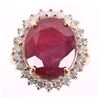 Image 15 : 12.94ct Ruby & Diamond 14K Gold Ring w/ Papers
