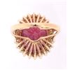 Image 19 : 12.94ct Ruby & Diamond 14K Gold Ring w/ Papers