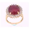 Image 1 : 12.94ct Ruby & Diamond 14K Gold Ring w/ Papers