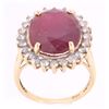 Image 6 : 12.94ct Ruby & Diamond 14K Gold Ring w/ Papers