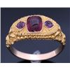 Image 11 : Highly Engraved 10K Gold & Rhodolite Garnet c1900-