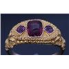Image 12 : Highly Engraved 10K Gold & Rhodolite Garnet c1900-