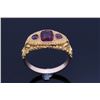 Image 5 : Highly Engraved 10K Gold & Rhodolite Garnet c1900-