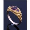 Image 6 : Highly Engraved 10K Gold & Rhodolite Garnet c1900-