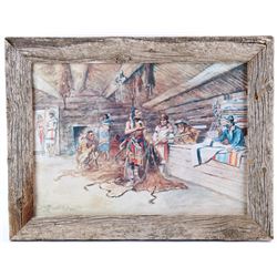 Joe Kipp's Trading Post, Framed C.M. Russell Print