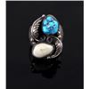 Image 1 : Signed Navajo Sterling Turquoise & Elk Ivory Ring