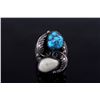 Image 2 : Signed Navajo Sterling Turquoise & Elk Ivory Ring