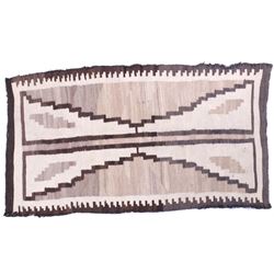 Navajo Two Gray Hills Storm Pattern Rug Circa 1930