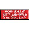 Image 1 : Butte Land and Inv. Co. Embossed Metal Sign c 1960