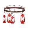 Image 8 : Rustic Steel Wagon Tire & Dietz Lantern Chandelier