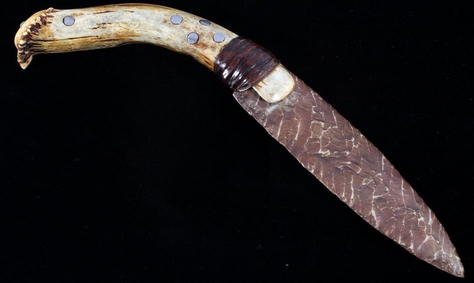 Navajo Stone & Antler Knife With Beaded sheath