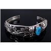 Image 1 : Native American Silver Floral Turquoise Bracelet