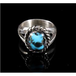 Signed Navajo Sterling Silver and Turquoise Ring