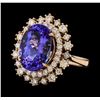 Image 1 : 7.22 ctw Tanzanite and Diamond Ring - 14KT Rose Gold