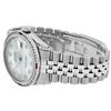 Image 4 : Rolex Mens SS MOP Diamond Lugs & Ruby Channel Set Diamond Datejust Wristwatch