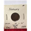 Image 1 : 1889 Norway 1 Ore Coin in Extra Fine Grade