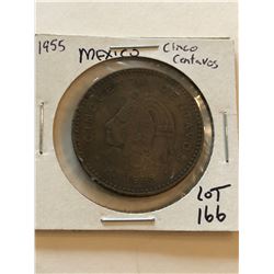 1955 Large Mexico Cinco Centavos Coin Nice Early Coin