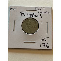 1945 Philippines 5 Centavos Coin