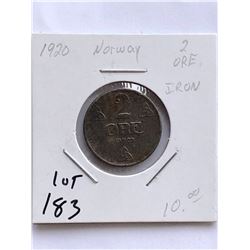 Rare 1920 NORWAY 2 Ore Coin