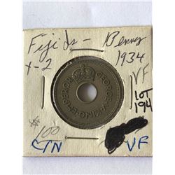 Rare 1934 Fiji Penny in Very Fine Grade