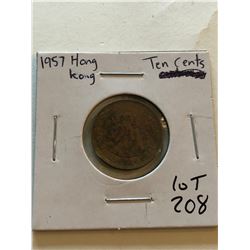 1957 HONG KONG 10 Cents Coin