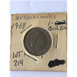1969 Netherlands 1 Gulden in MS High Grade