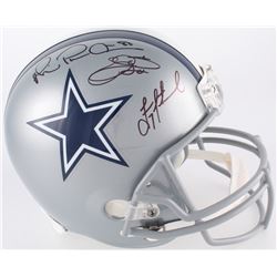 Troy Aikman, Emmitt Smith  Michael Irvin "The Triplets" Signed Cowboys Full-Size Helmet (JSA COA, Pr
