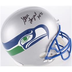 Steve Largent Signed Seahawks Full-Size Throwback Helmet Inscribed "HOF '95" (JSA COA)
