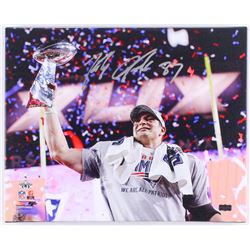 Rob Gronkowski Signed Patriots 16x20 Custom Framed Photo on Canvas (Radtke COA)